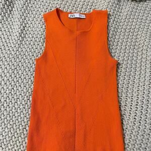 Orange zara ribbed top orangeyouglad